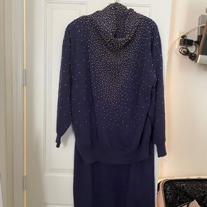 BNWT NAVY STUDDED SWEATER/MATCHING SKIRT